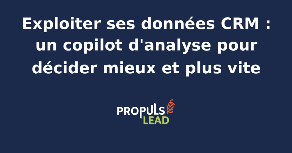 Interface d'analyse de données CRM avec visualisations décisionnelles et indicateurs clés.