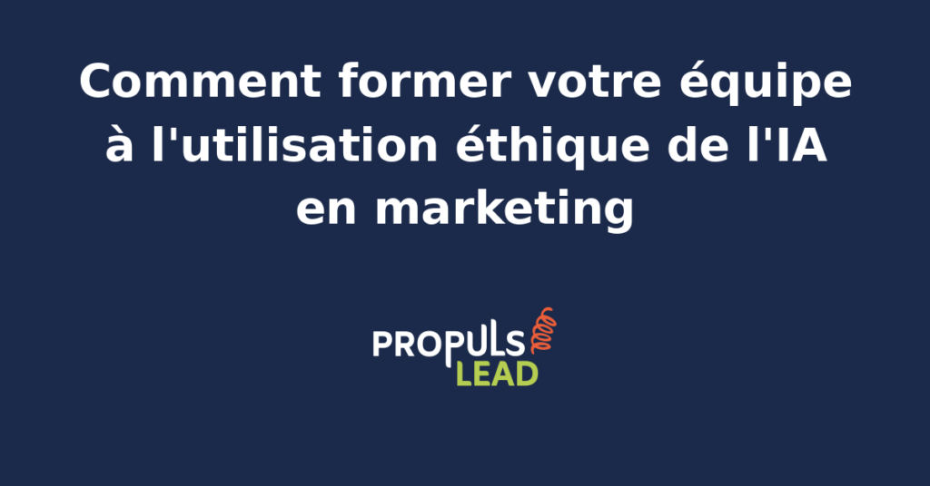 Équipe en formation devant un écran affichant des principes éthiques de l'IA en marketing.