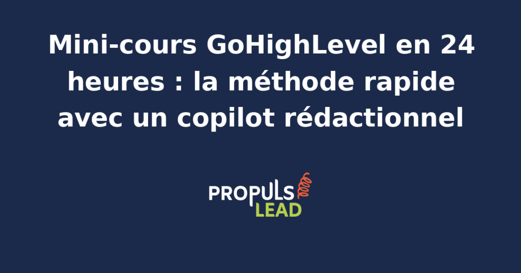 Écran d'ordinateur affichant l'éditeur de cours GoHighLevel avec un assistant rédactionnel intégré pour accélérer la production.