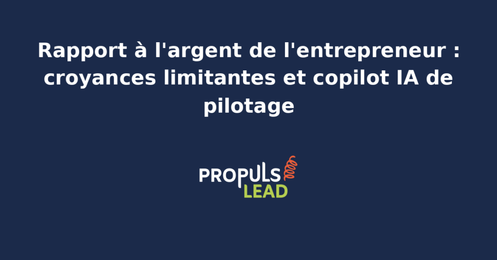 Entrepreneur analysant ses croyances limitantes sur l'argent avec un tableau de bord financier assisté par IA.