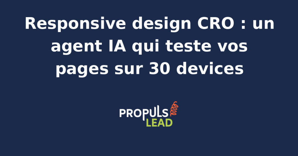 Mur d'écrans d'un agent IA testant une page de vente sur trente devices différents avec détection des ruptures de mise en page et captures comparées