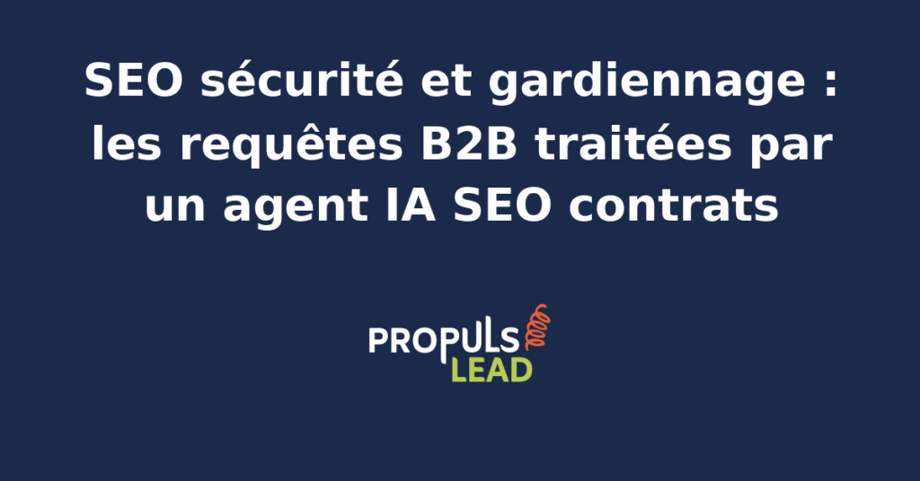 Agent IA analysant des données SEO pour une agence de sécurité privée sur un écran d'ordinateur