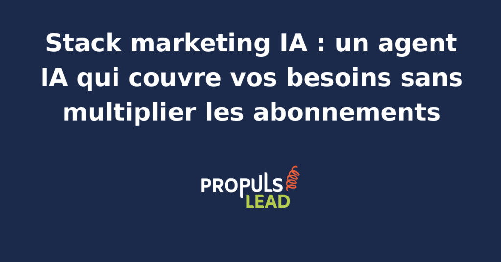 Interface d'un agent IA marketing unifié remplaçant plusieurs outils SaaS pour une stack simplifiée.