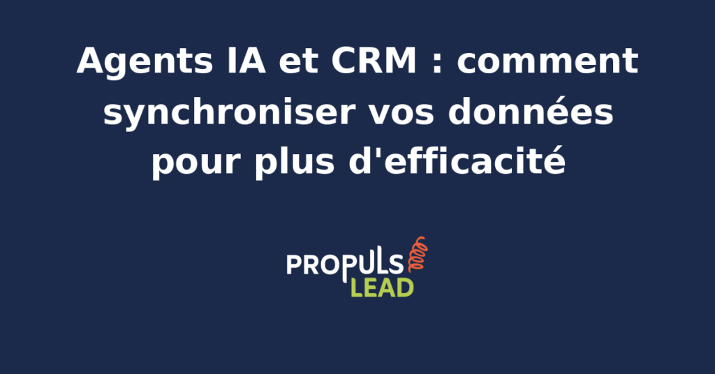 Interface de synchronisation entre un agent IA et un système CRM montrant des flux de données en temps réel.