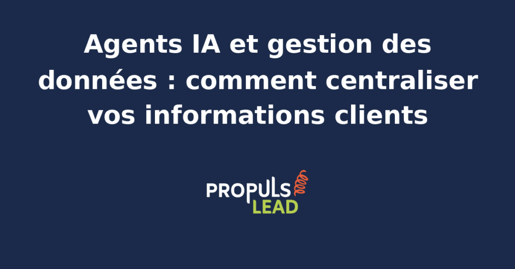 Interface d'un agent IA analysant des données clients centralisées sur un tableau de bord digital.