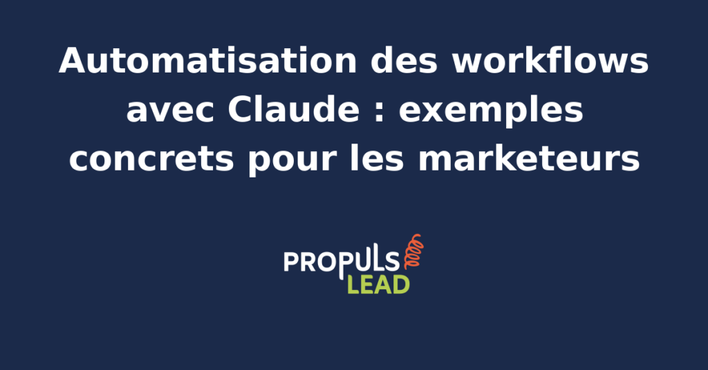 Interface d'automatisation de workflows marketing avec Claude, illustrant des tâches déléguées à l'IA.
