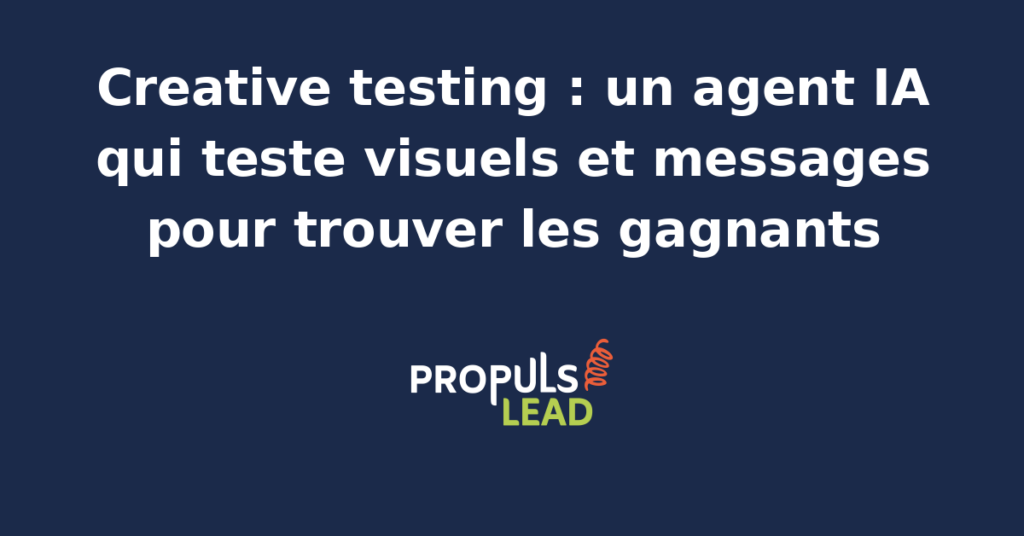 Interface d'un agent IA analysant des visuels et messages publicitaires pour optimiser le creative testing.