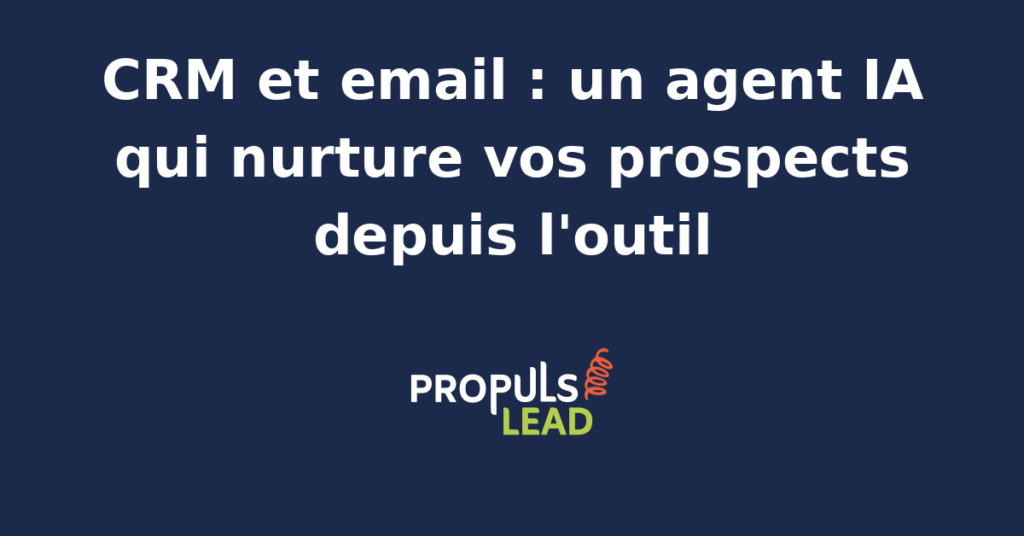 Interface CRM avec agent IA analysant des données de nurturing par email pour optimiser les campagnes.
