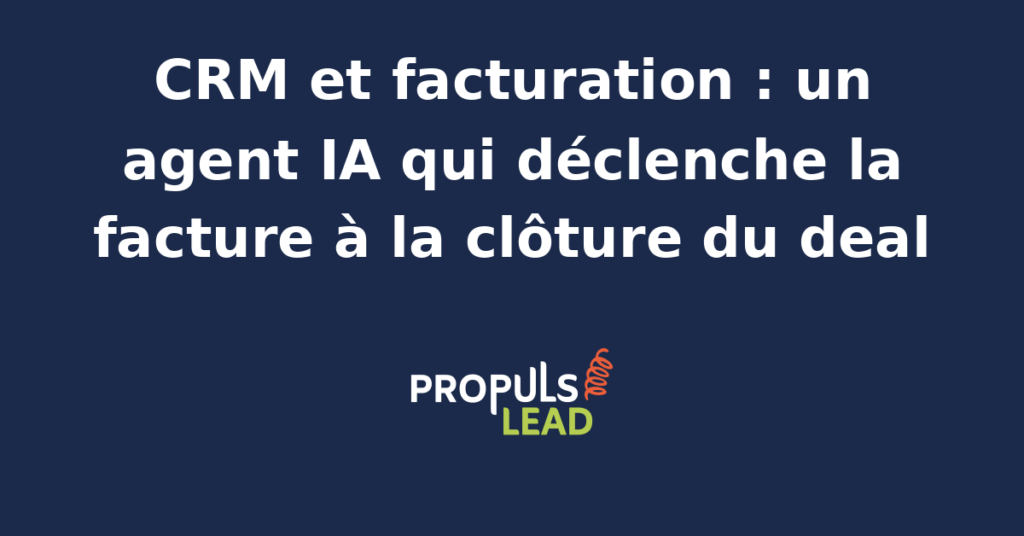 Interface d'un agent IA reliant un CRM à un logiciel de facturation pour automatiser la création de factures.