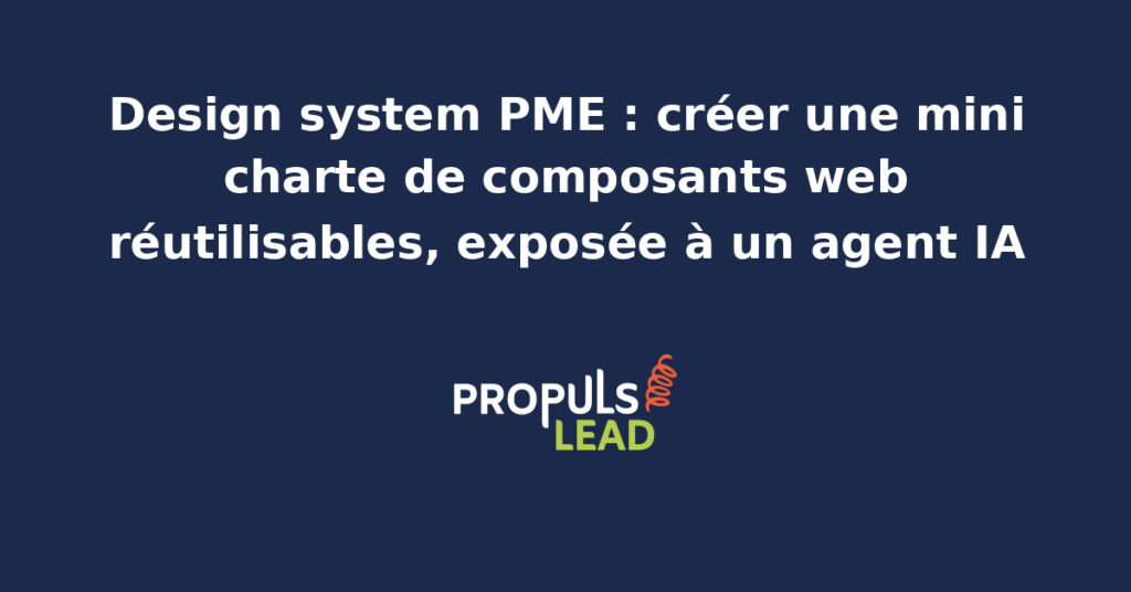 Interface de design system minimaliste avec composants web réutilisables pour PME, intégration agent IA