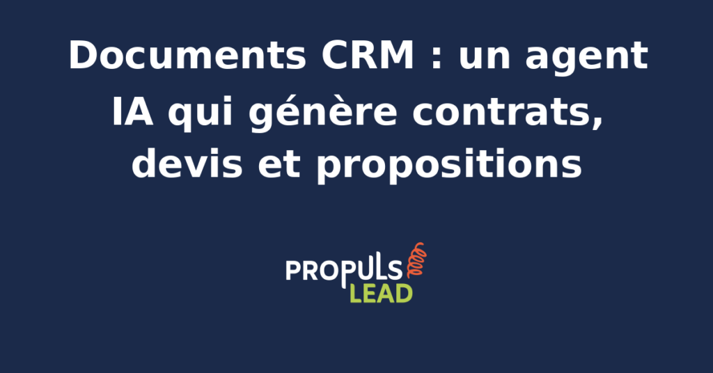 Interface d'un agent IA générant automatiquement un devis depuis un CRM avec données clients et tarifs pré-remplis.