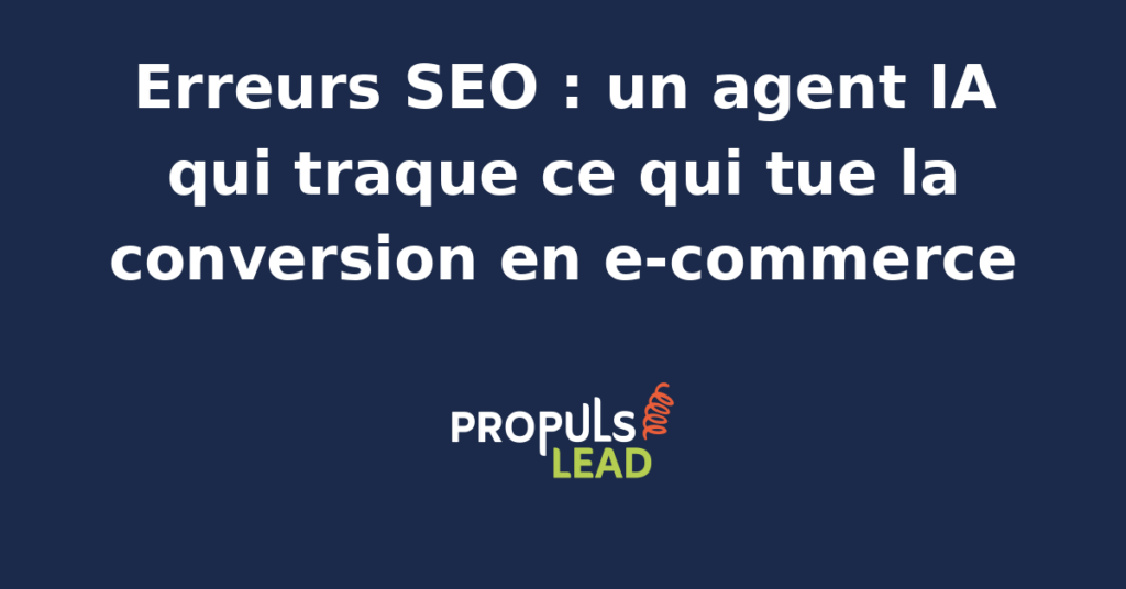 Interface d'un agent IA analysant des erreurs SEO sur un site e-commerce pour booster la conversion.