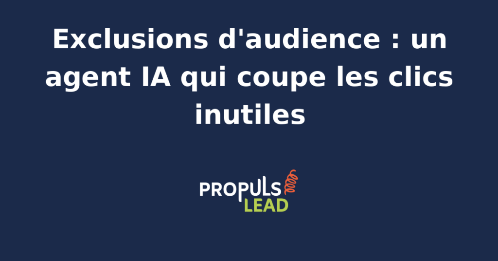 Interface d'un agent IA analysant des données d'audience pour exclure les clics inutiles en publicité digitale.