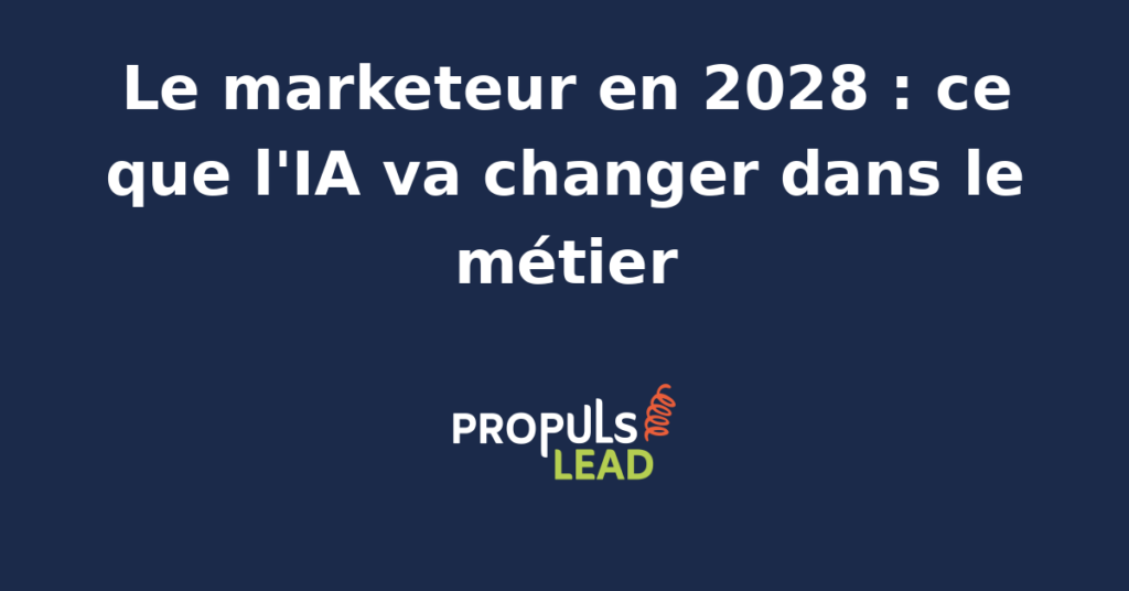 Équipe de marketeurs analysant des données avec des outils d'IA en 2028