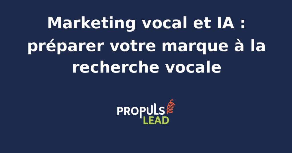 Interface de recherche vocale avec assistant IA et données de performance marketing vocal.