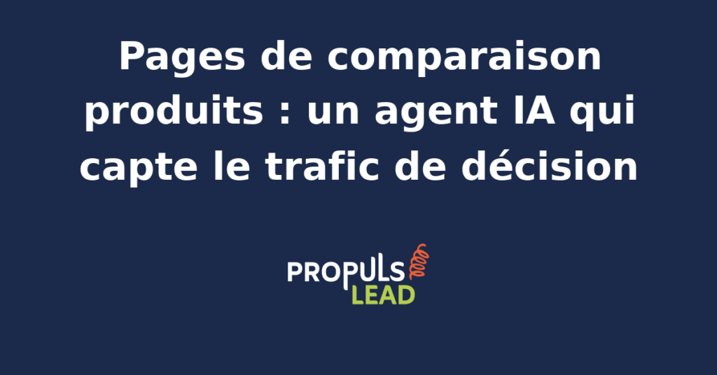 Interface d'un agent IA analysant des données produits pour générer des pages de comparaison optimisées SEO.