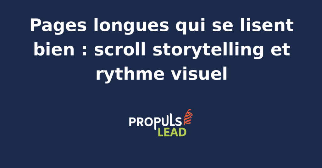 Illustration d'une page web longue utilisant le scroll storytelling pour guider l'utilisateur à travers un récit visuel fluide et engageant.