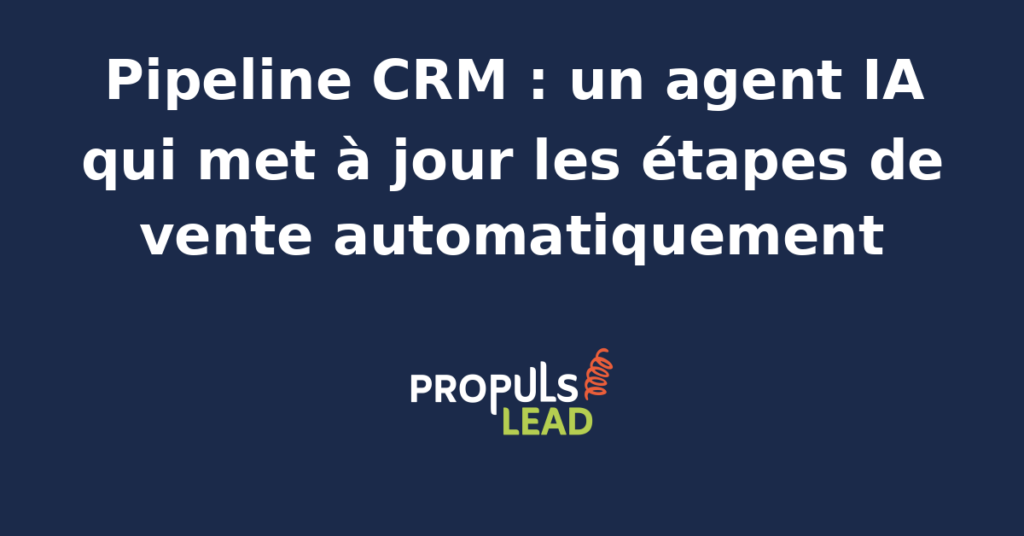 Interface CRM montrant un agent IA mettant à jour automatiquement les étapes du pipeline de vente.