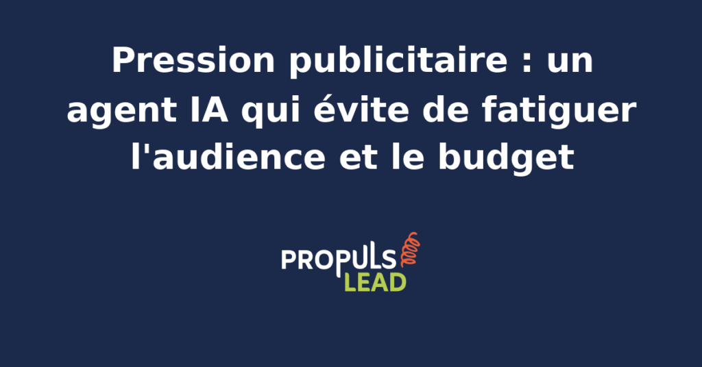 Interface d'un agent IA analysant la pression publicitaire sur différents canaux digitaux pour éviter la fatigue de l'audience.