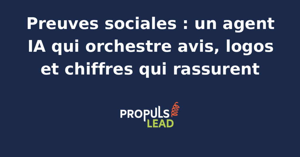 Interface d'un agent IA analysant des preuves sociales pour optimiser la conversion d'un site web.