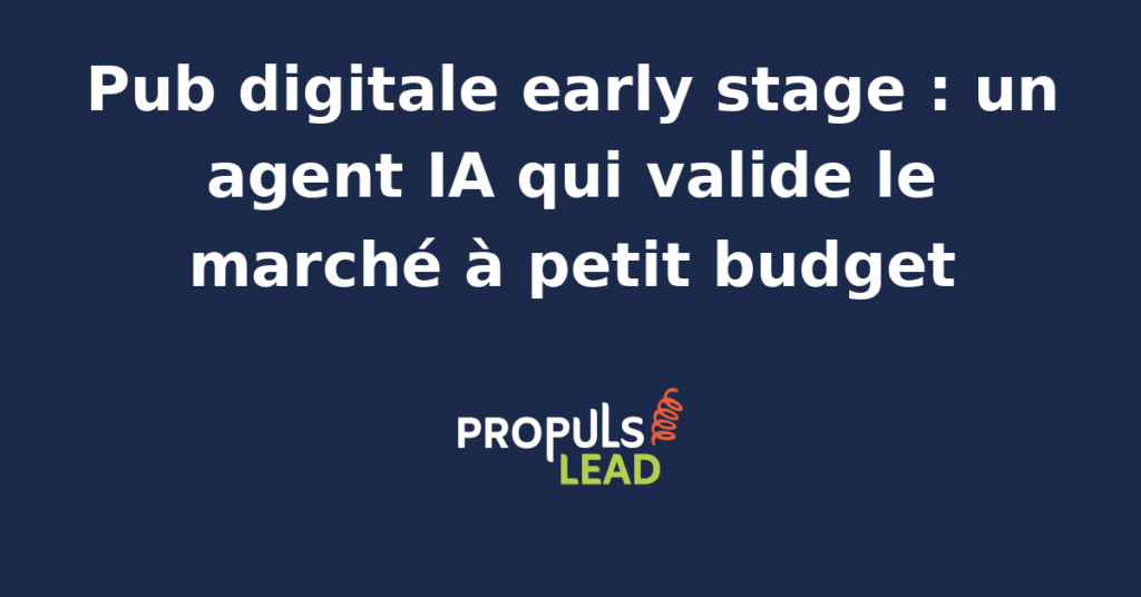 Équipe analysant des données de pub digitale early stage avec un agent IA pour valider un marché à petit budget.