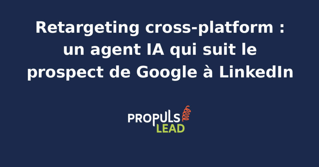 Interface d'un agent IA analysant des données de retargeting cross-platform entre Google Ads et LinkedIn pour cibler un prospect.