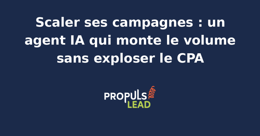 Interface d'un agent IA analysant des données de campagnes publicitaires pour scaler le volume sans augmenter le CPA.