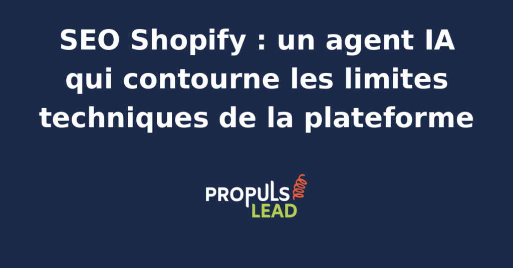 Interface d'un agent IA analysant les limites SEO de Shopify pour optimiser une boutique en ligne.
