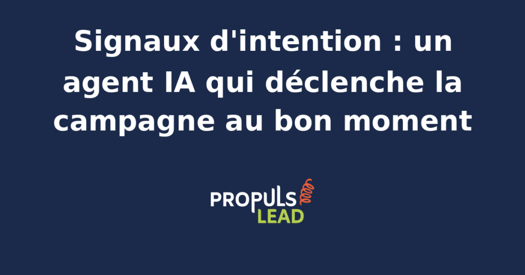 Interface d'un agent IA analysant des signaux d'intention pour déclencher une campagne publicitaire au moment optimal.