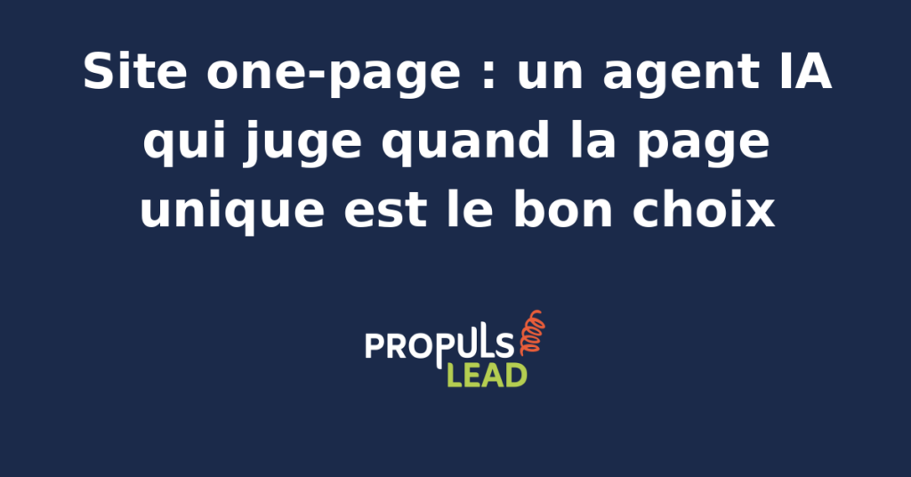 Interface d'analyse automatisée évaluant la pertinence d'un site one-page pour un projet web.