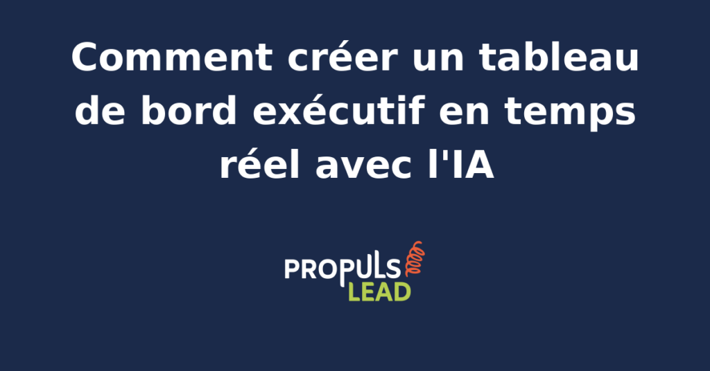Tableau de bord exécutif généré par IA affichant des données marketing en temps réel sur un écran moderne.
