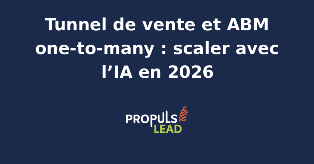 Schéma d'un tunnel de vente ABM one-to-many automatisé par l'IA pour scaler la génération de leads qualifiés.