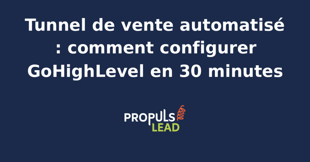 Interface GoHighLevel montrant la configuration d'un tunnel de vente automatisé avec étapes et workflows visualisés.