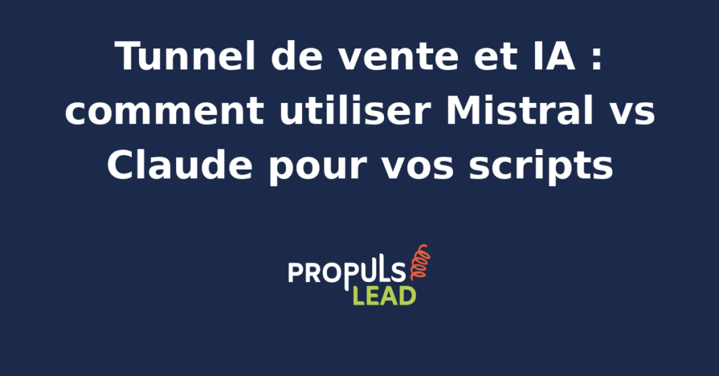 Interface d'un agent IA générant des scripts pour un tunnel de vente automatisé avec Mistral ou Claude.