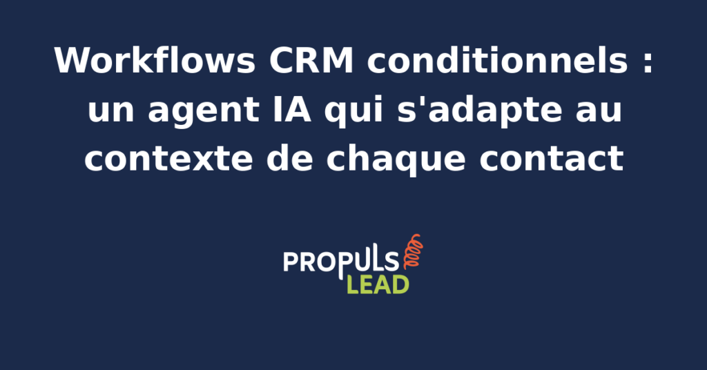 Interface d'un agent IA configurant des workflows CRM conditionnels pour adapter les actions marketing aux données clients.
