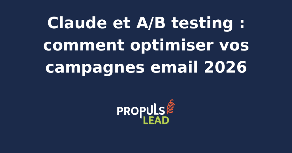 Interface de test A/B pour campagnes email avec intégration d'un agent IA comme Claude pour l'analyse des résultats.