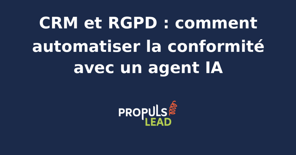 Interface d'un agent IA analysant des données CRM pour vérifier la conformité RGPD
