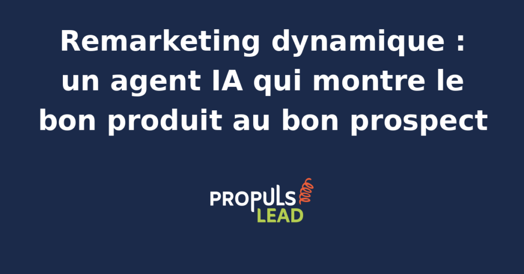 Interface d'un agent IA analysant des données de remarketing dynamique pour afficher le bon produit à chaque prospect.