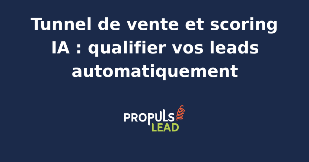 Schéma d'un tunnel de vente automatisé avec scoring IA pour qualifier les leads en temps réel.